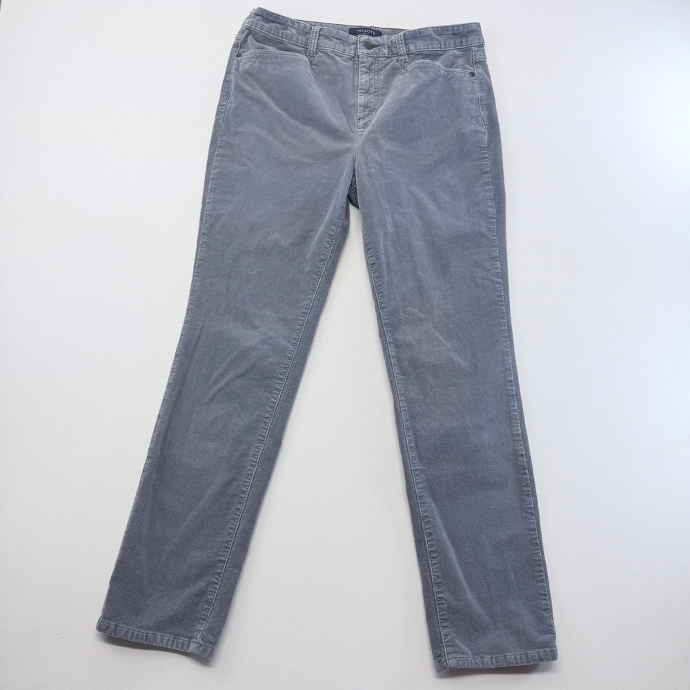 Talbots Simply Flattering High Waist Straight Leg Corduroy Pants Blue Gray 12